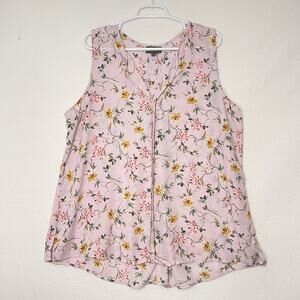 Cameo Tank Top Womens 2X Light Purple Floral Chiffon Lightweight Flowy Girly